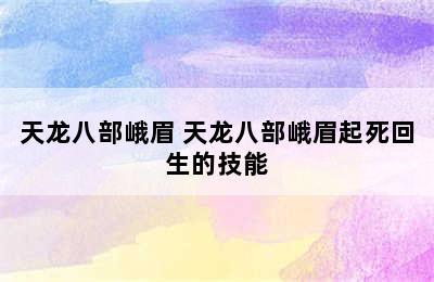 天龙八部峨眉 天龙八部峨眉起死回生的技能